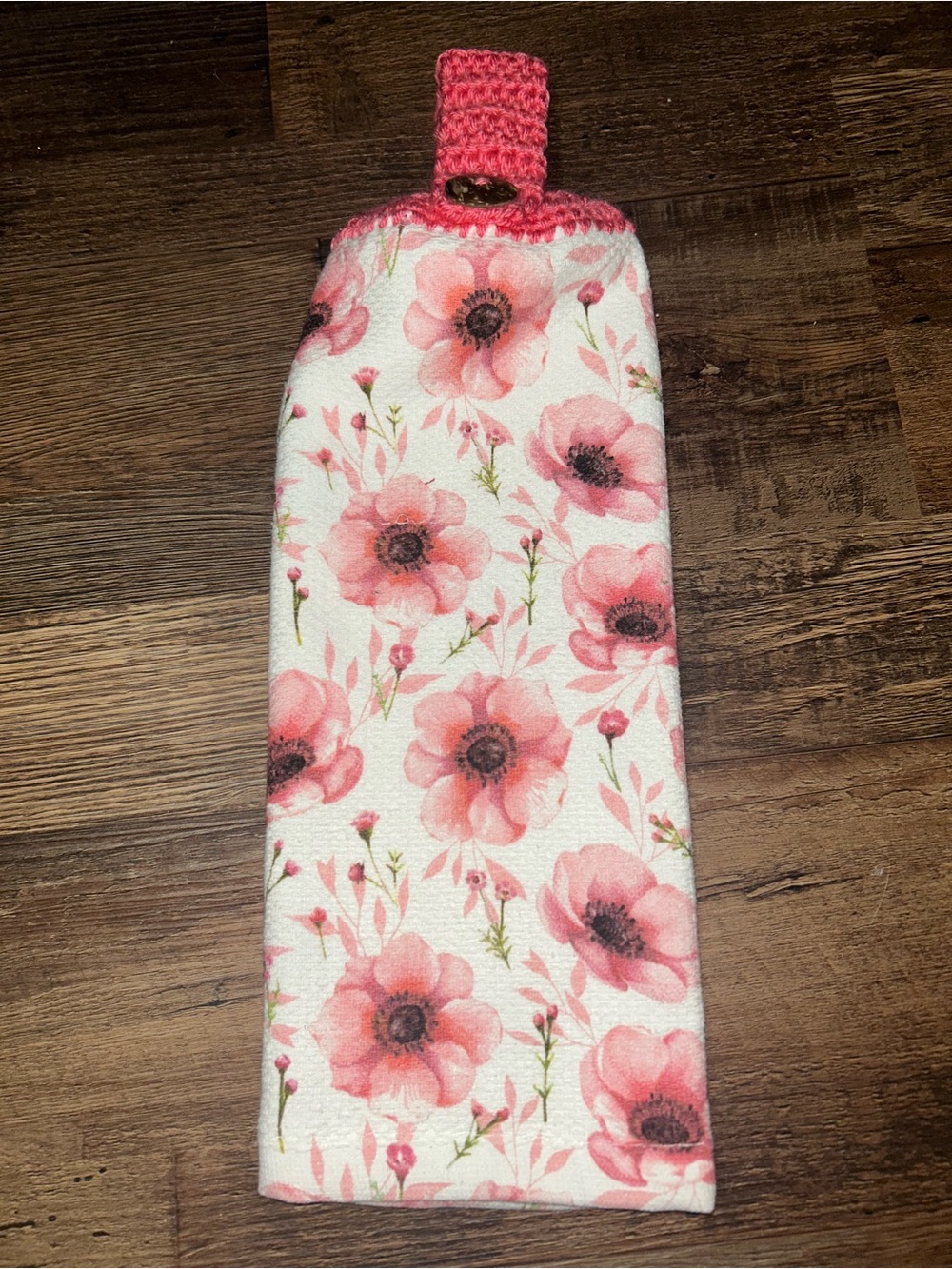 Floral Pink Hanging Kitchen Towel - Decorative Cotton